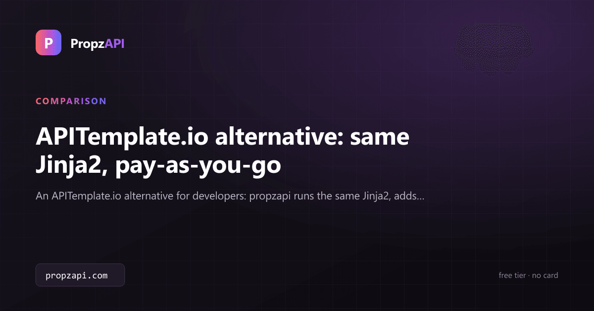 APITemplate.io alternative: same Jinja2, pay-as-you-go
