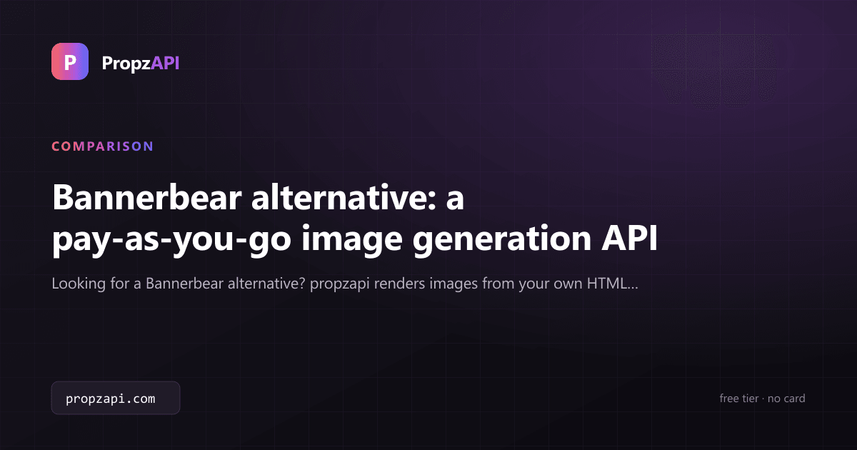 A Bannerbear alternative: render images from your own HTML templates, pay-as-you-go.