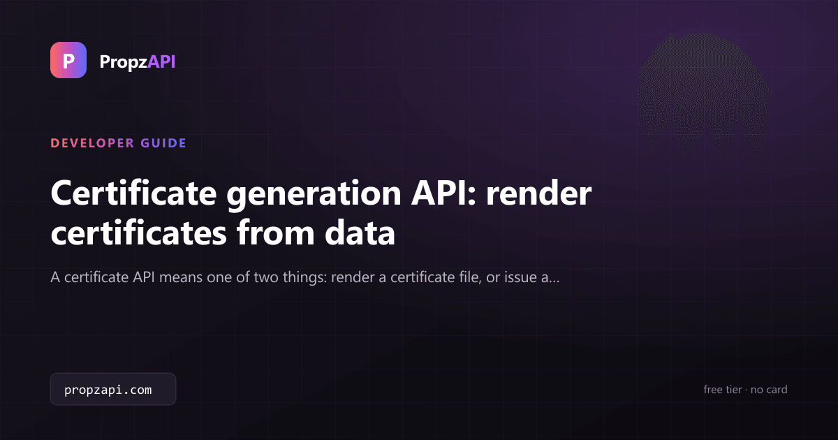 Certificate Generation API: Render Certificates From Data