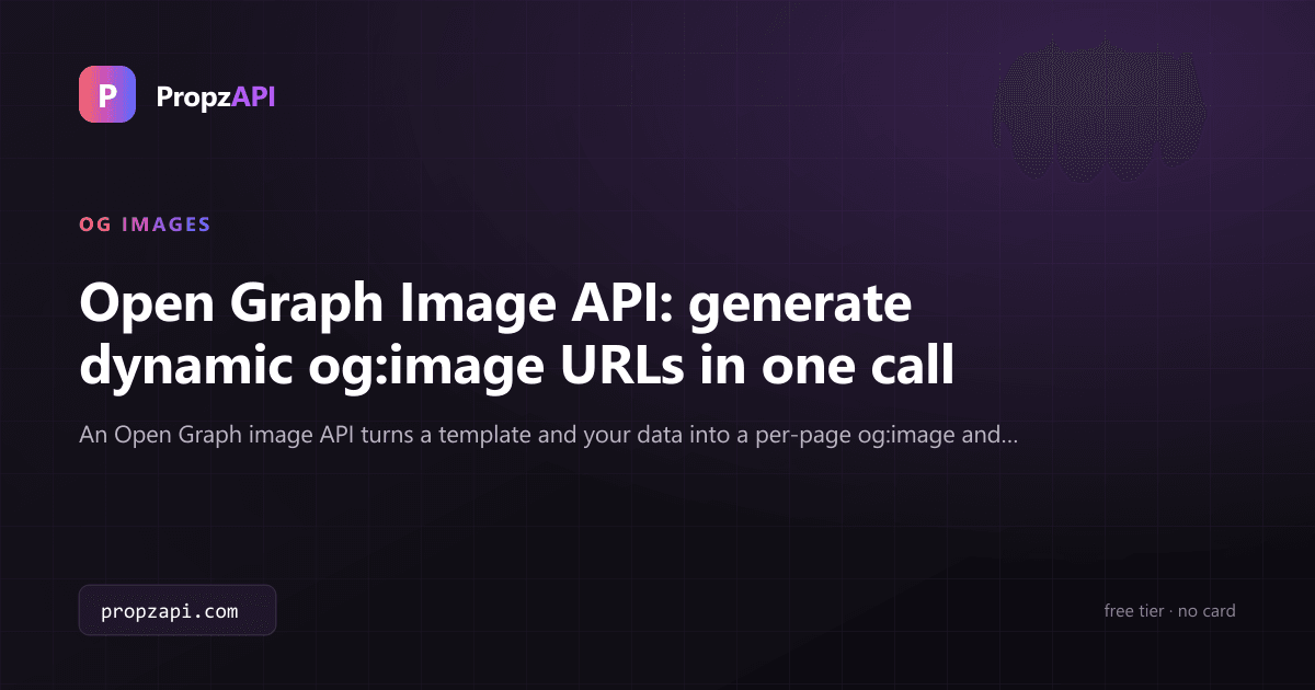 Open Graph image API: send a template and your data, get a signed og:image URL back.