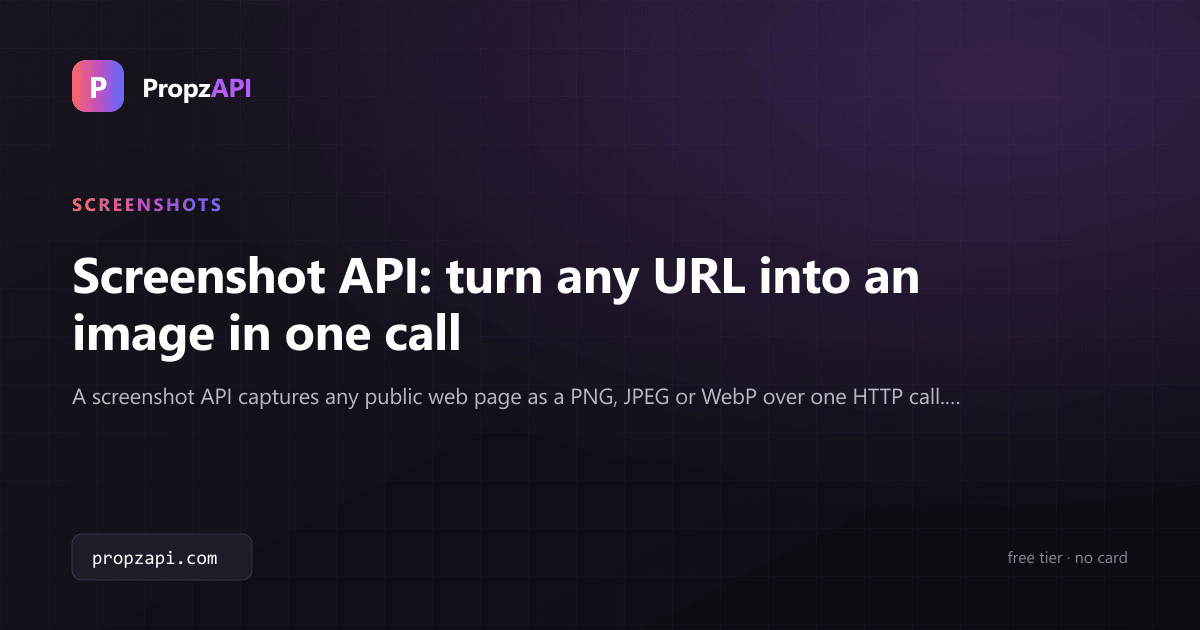 Screenshot API: send a URL, get a hosted image of the rendered page back.
